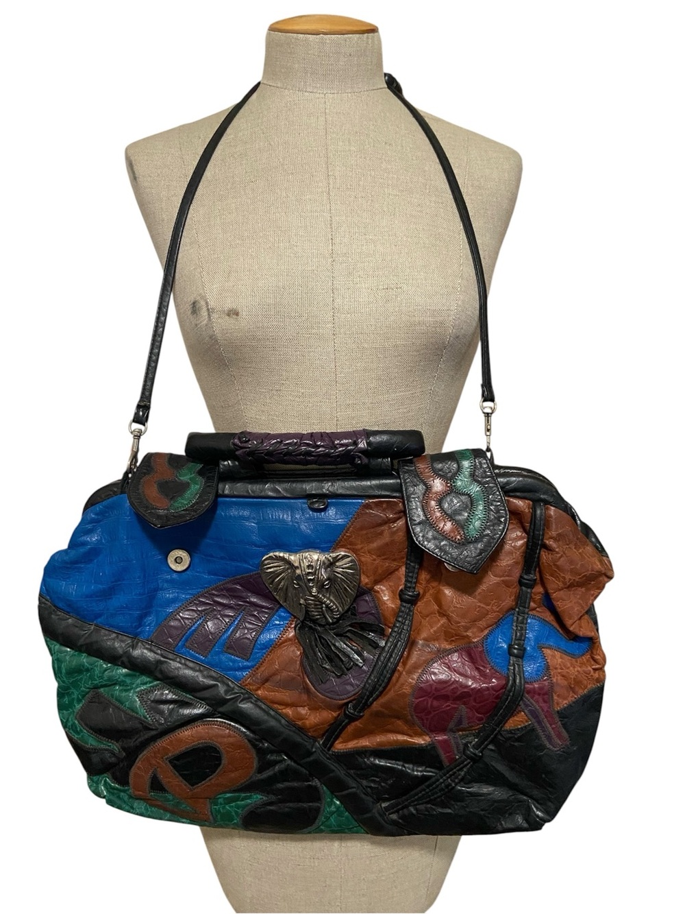 Multicolor Patchwork Leather Shoulder Bag - Unique Statement Piece